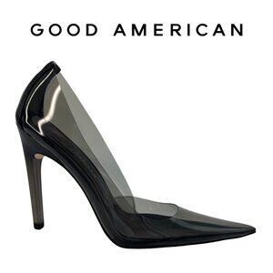 Good American Cinderella Clear Pumps Size 7 Light Smoke GA275P-X Lucite Holiday